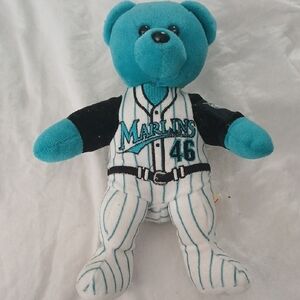 Teal and Black Marlins Bear Plush